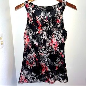 WHBM sheer floral black tank top